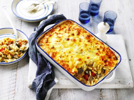 Cheesy Mushroom, Bacon & Veggie Pasta Bake | Australian Mushrooms