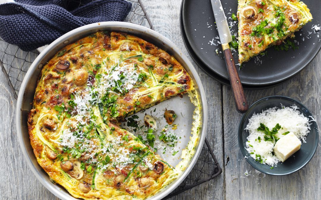 Mushroom, Zucchini and Bacon Family Frittata