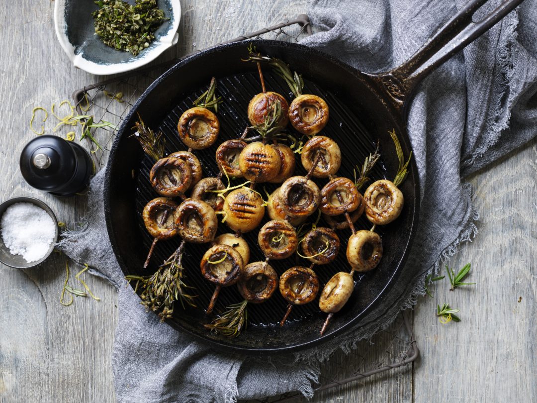 BBQ Mushroom Skewers with Rosemary Gremolata Australian Mushrooms