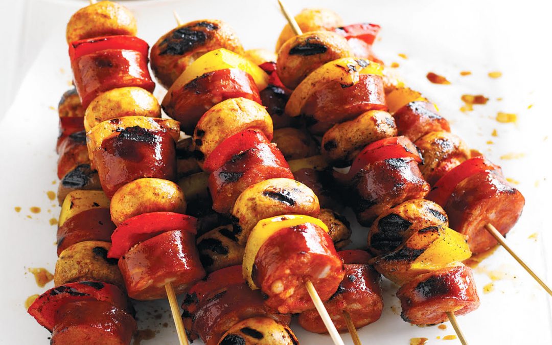 Mediterranean Mushroom and Chorizo Skewers