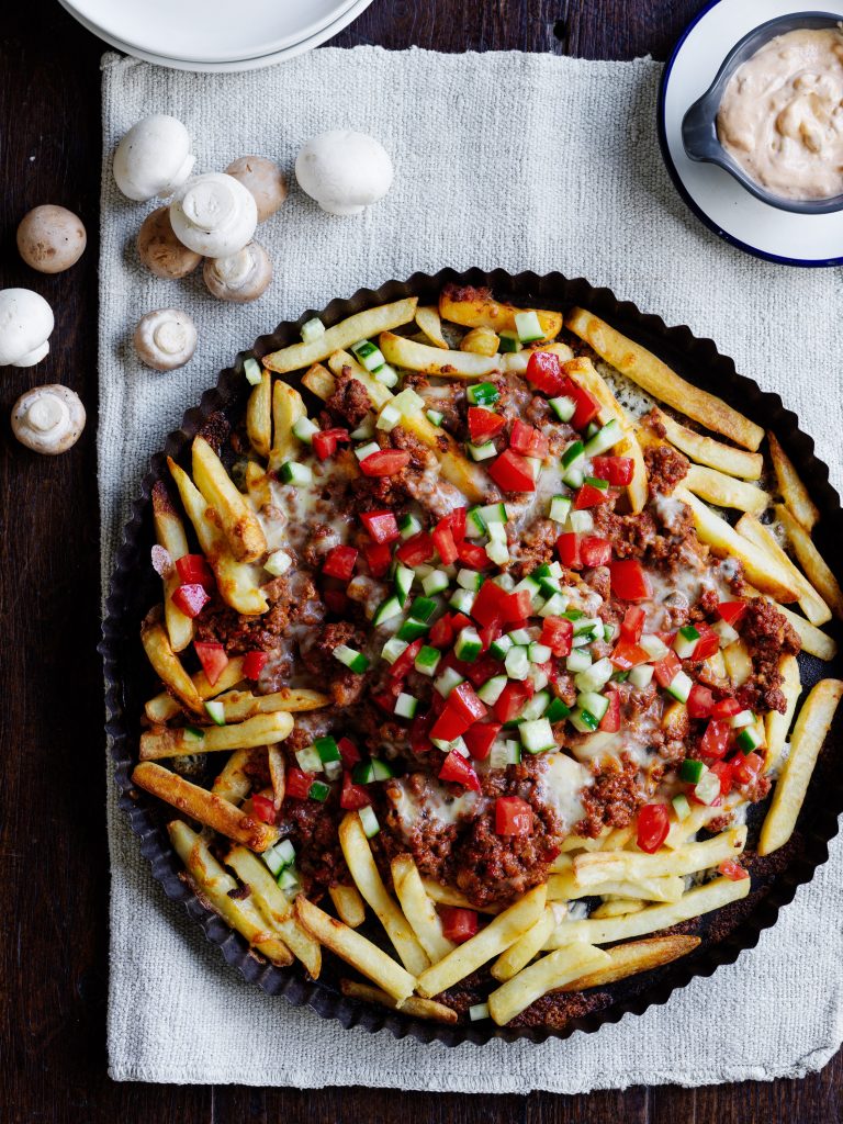 Mushroom Bolognese Loaded Fries | Australian Mushrooms