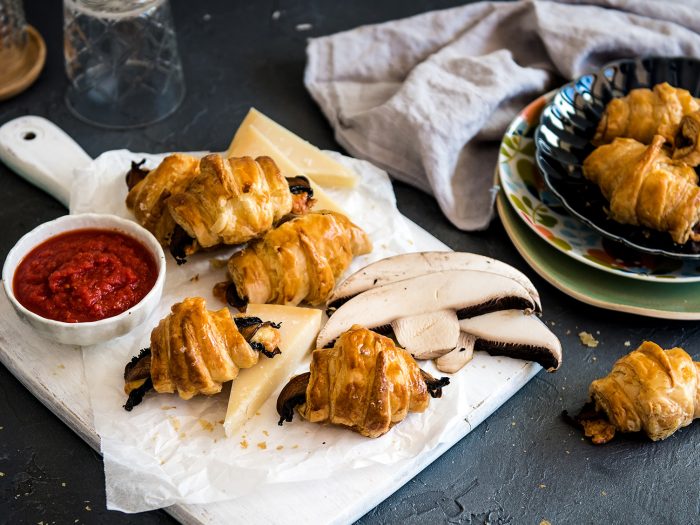 Miguel’s One Roll Wonder, Mushroom and Cheese Croissants