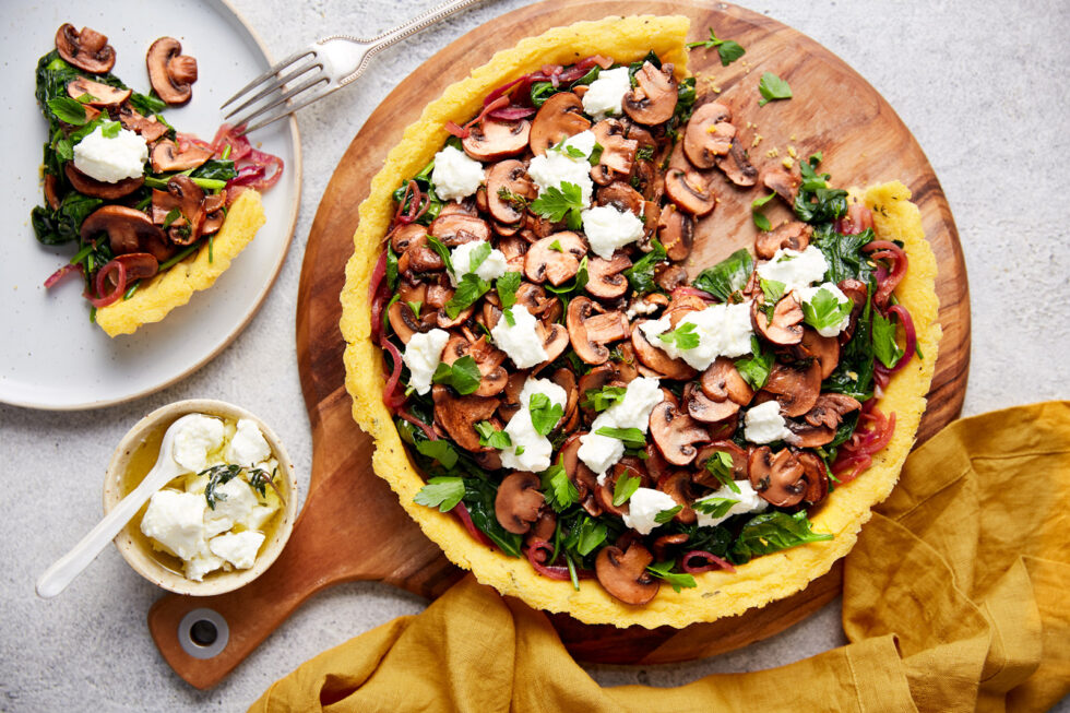 Baked polenta tart Australian Mushrooms