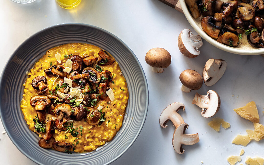 Sautéed mushroom and butternut pumpkin risotto