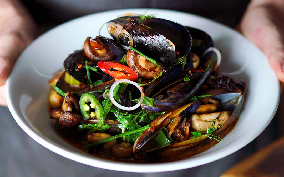 Mushroom XO Mussels and Greens