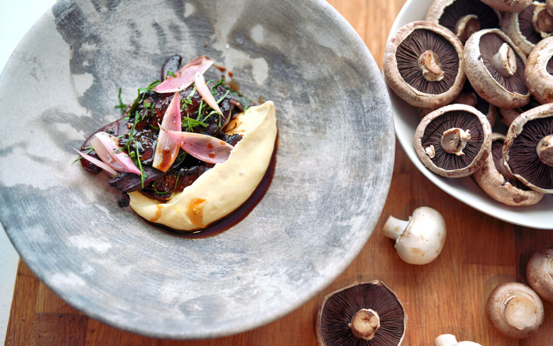 Braised Mixed Mushrooms with Potato Purée