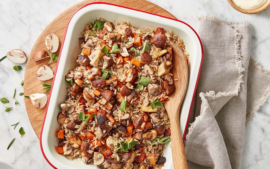 Baked mushroom & sweet potato rice