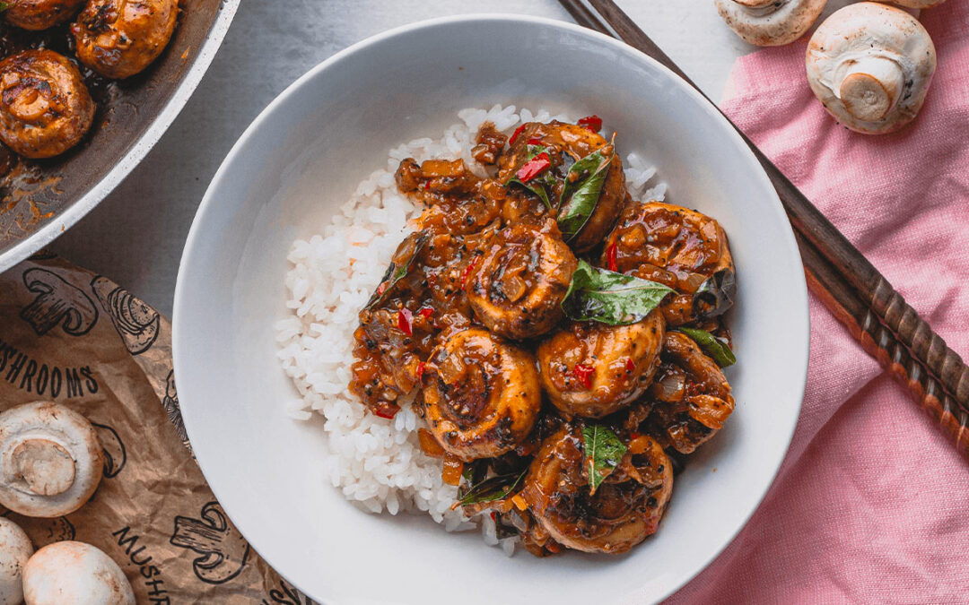 Black Pepper Mushrooms with Rice