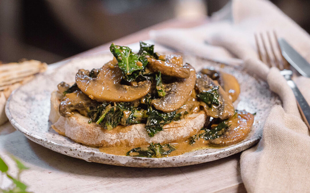 Miso Butter Mushrooms & Cavolo Nero on Toasted Ciabatta