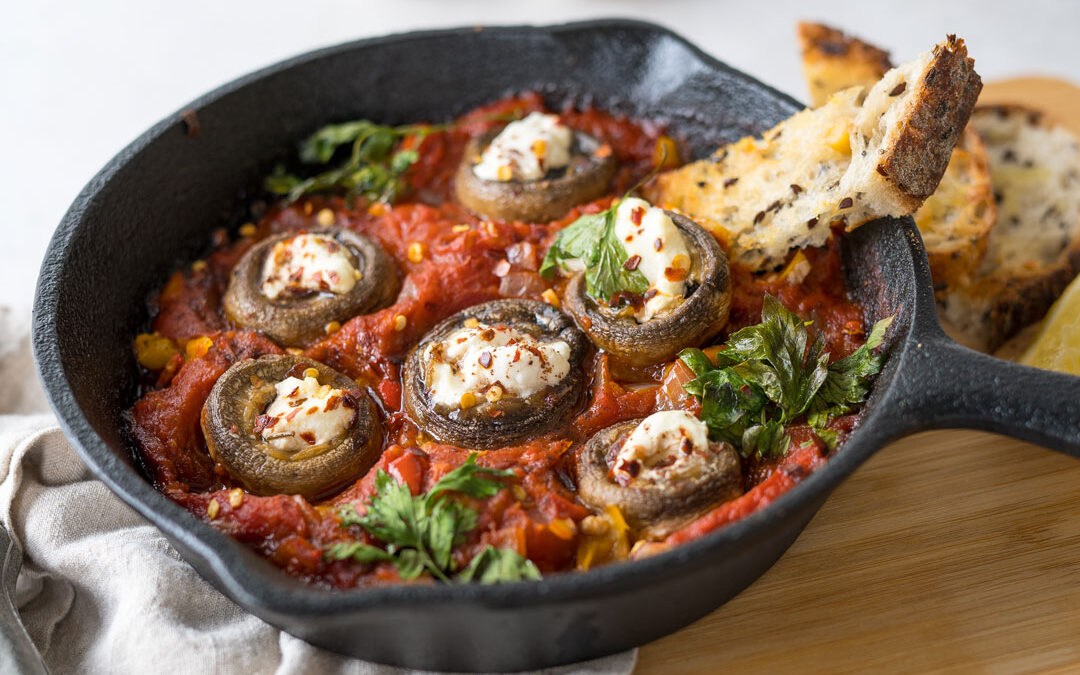 Mushroom Shakshuka on Toast with Spiced Labneh