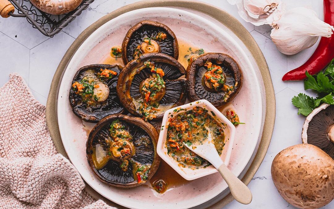 Portobello steaks with coriander chimichurri