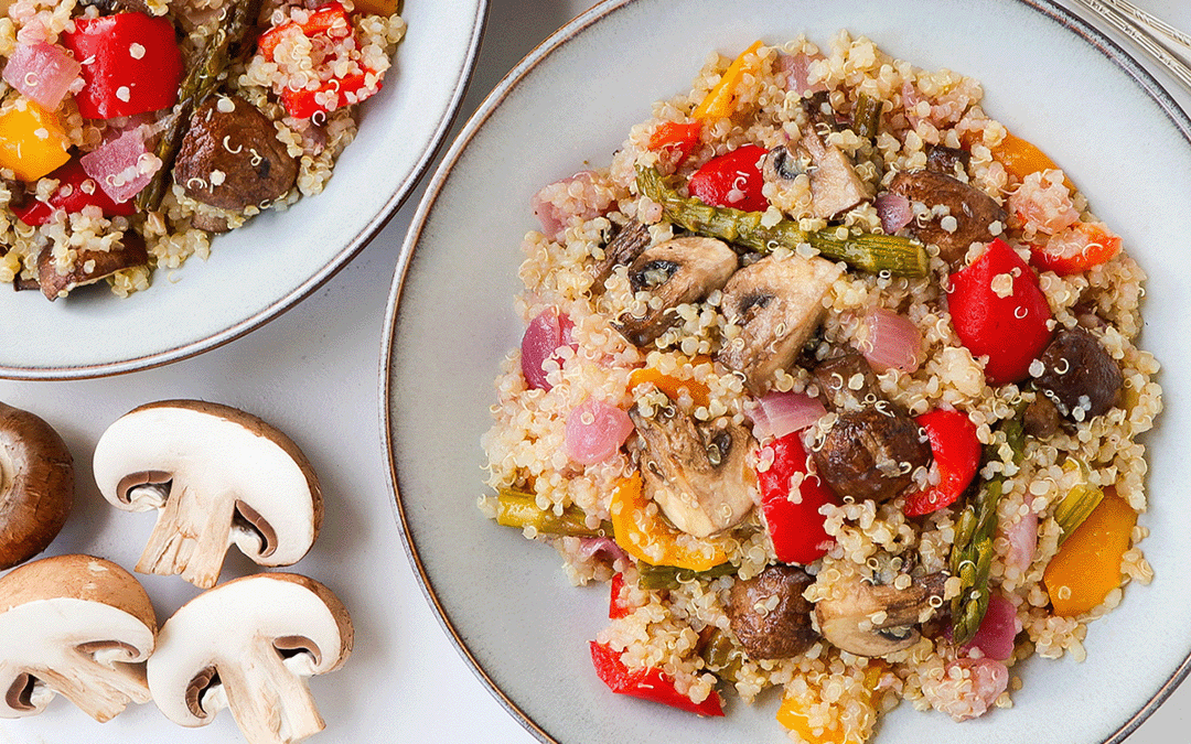 Roasted Mushroom and Veggie Quinoa Salad