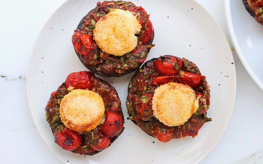 Airfyer goat cheese stuffed portobello mushrooms