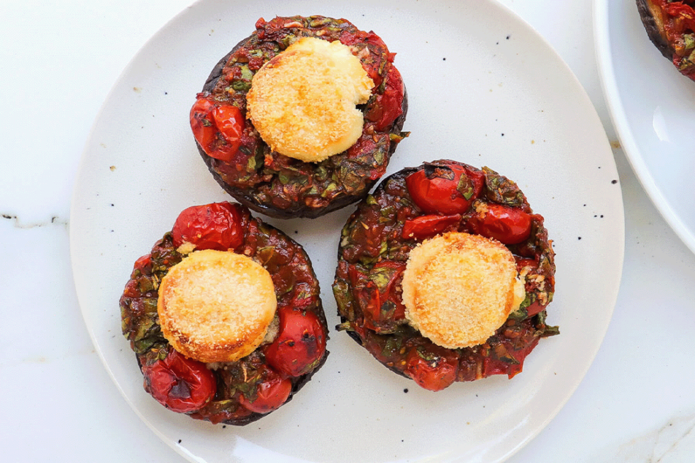 Airfyer goat cheese stuffed portobello mushrooms Australian Mushrooms