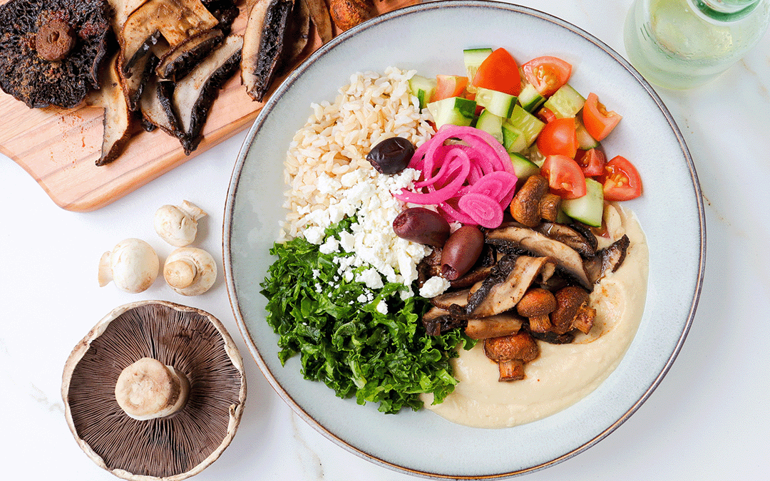 Mushroom hummus bowl