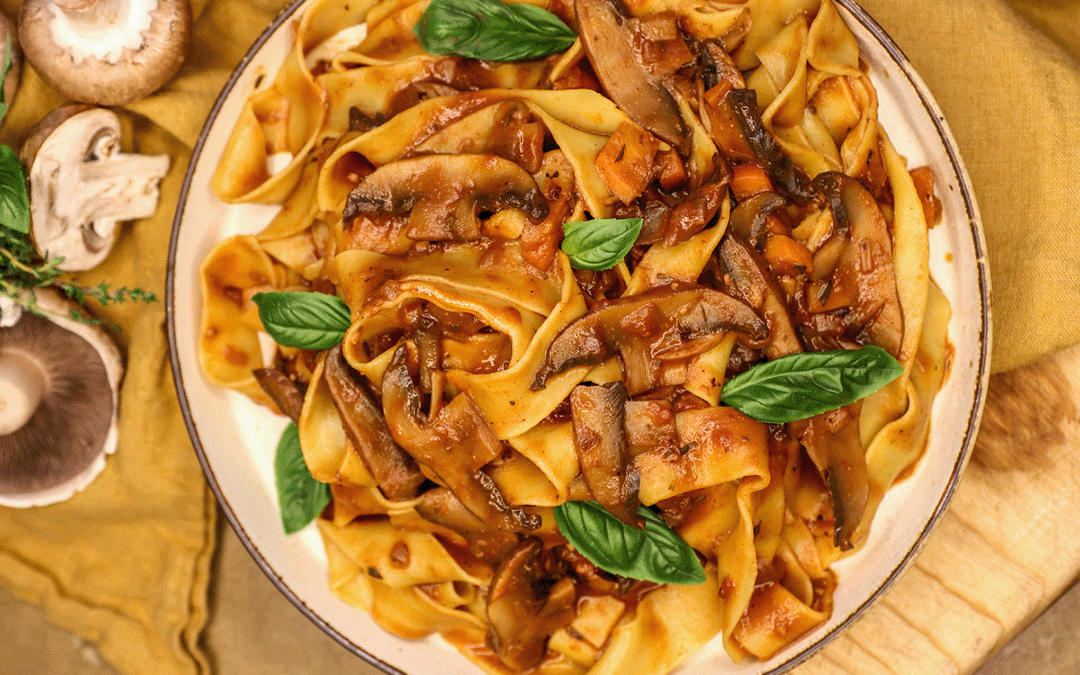 One pan mushroom ragu bake with pasta