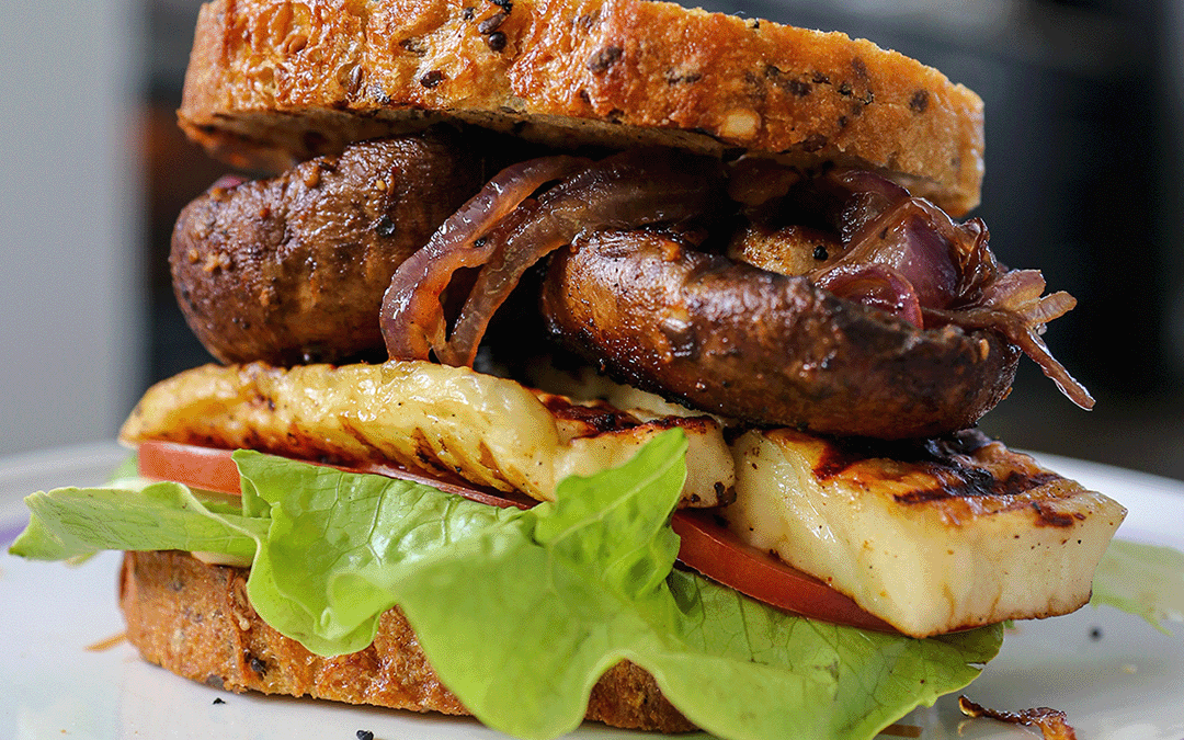 Mushroom steak sandwich