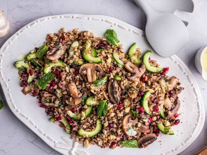 JewelLed Rice and Grain Salad with Mushrooms and Zesty Lemon Mustard Dressing