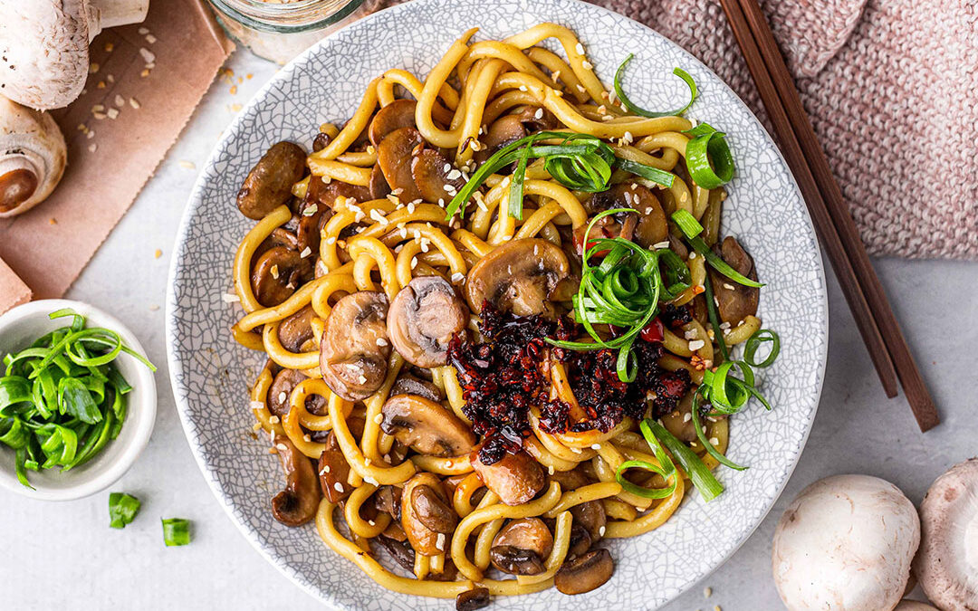 Hokkien Noodle Stir Fry with Mushrooms and Chilli Oil