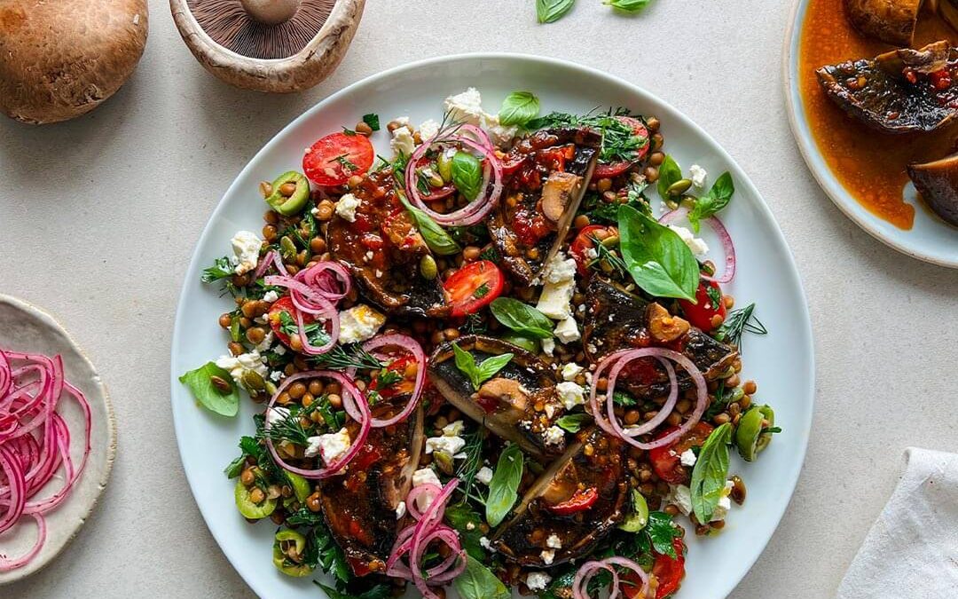 Harissa Mushroom & Lentil Salad