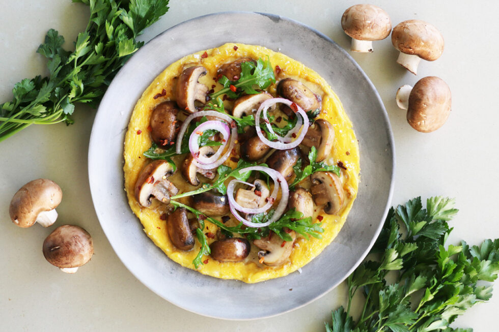 Chunky OnePan Mushroom Omelette Australian Mushrooms