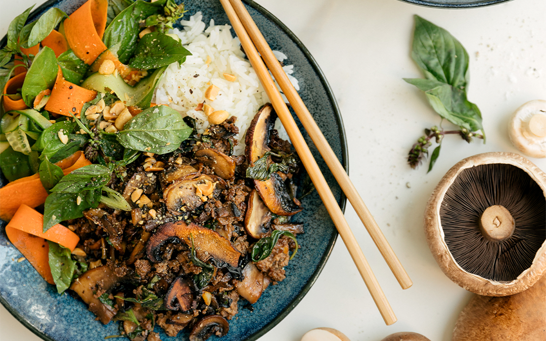 Thai Basil Beef & Mushroom Bowls